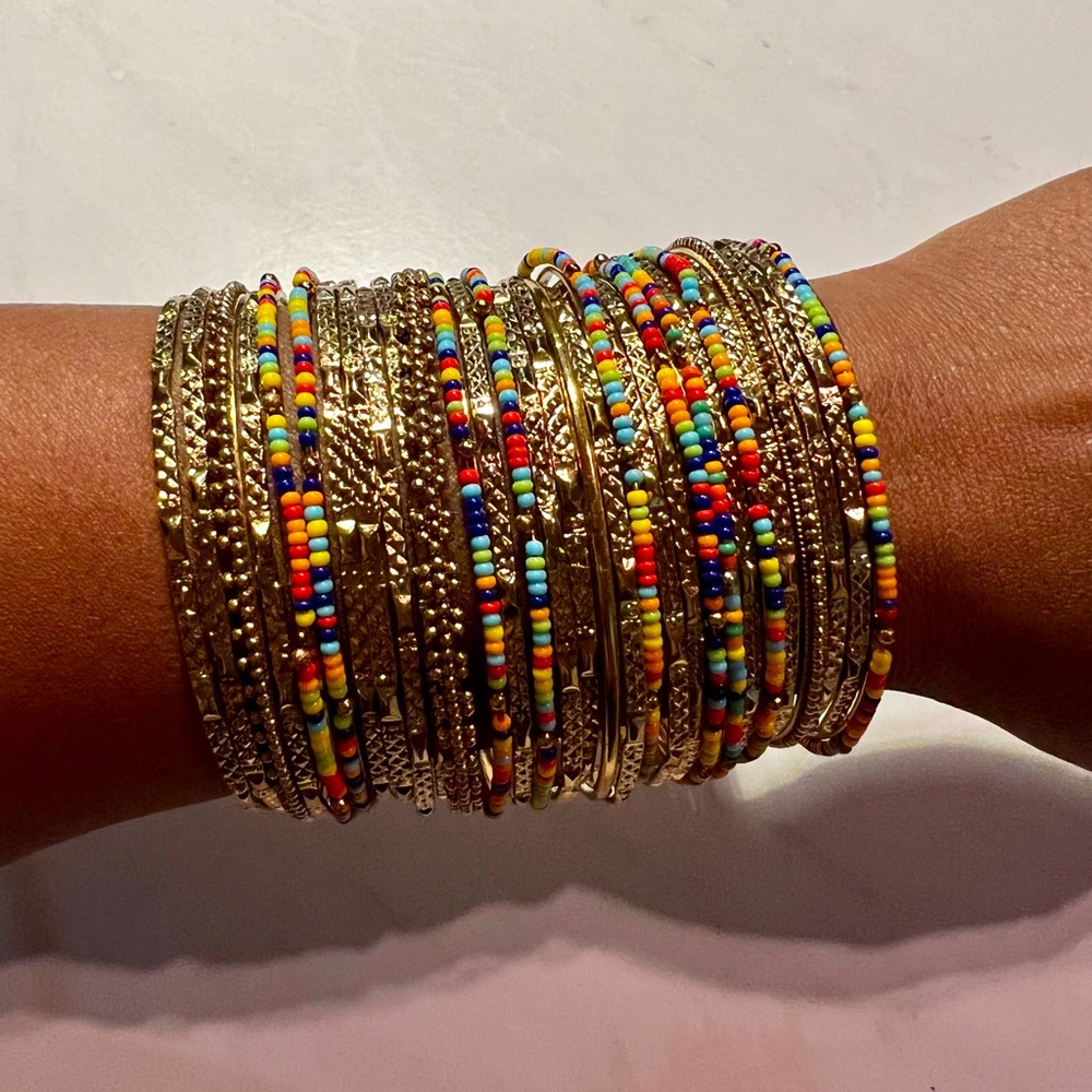Bloomingdale’s Gold & Multicolored Beaded Bangle Set